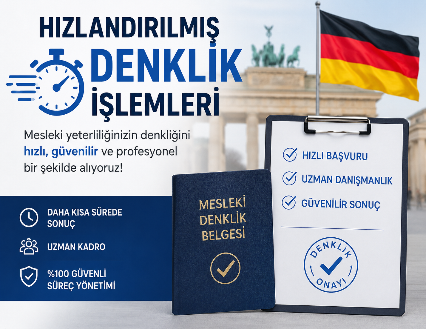 Almanya'da hızlandırılmış denklik işlemleri ile mesleki yeterliliğinizi hızla belgeleyin ve iş fırsatlarına ulaşın.