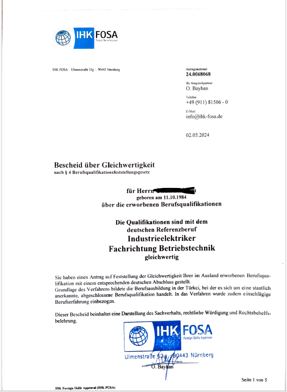 Endüstri Mühendisliği Denklik Belgesi